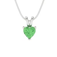 Clara Pucci 0.5 ct Heart Cut Genuine Green Simulated Diamond Solitaire Pendant Necklace With 16