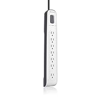 Belkin 7-Outlet AV Power Strip Surge Protector with 12-Foot Power Cord and Telephone Protection, 2000 Joules (BV107200-12),White