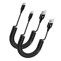 USB C Cable Fast Charging for iPhone 15/15 Pro Max/15Plus,Samsung Galaxy A15 5G A54 A14 S24 S23 A13 A53 A03s Z Fold5 S21,Google Pixel 8Pro 7 6,Type C Android Auto Retractable Coiled Phone Car Cord 6FT