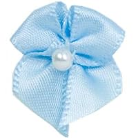 Ribbon Bows With Pearl Light Blue - each