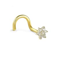 Women's 14K Yellow Gold Nose Stud Ring 4.5Mm Christina Flower Cluster