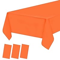 3 Pack Plastic Tablecloths Disposable Plastic Table Covers Table Cloths for BBQ Picnic Birthday Wedding Parties Waterproof TableCloth Oil-proof Table Cloth Light Weight Orange Table Cover 54 x 108 In