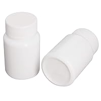 Othmro PE Plastic Lab Chemical Reagent Bottles 20pcs, 60ml/2oz Wide Mouth 25mmID Round Sample Liquid Storage Container Sealing Bottles White with Cap