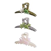 3Pcs Claw Clips, Acrylic Large Sharp Clips Temperament Hair Clips with Star Pendant Retro Elegant Hair Accessories for Women Girls