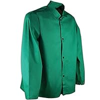 MAGID SparkGuard PVC-Free Flame-Resistant Cotton Jacket, 30” Long, Green, Size Medium