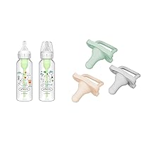 Dr. Brown's Anti-Colic Options+ Narrow Baby Bottle 2-Pack, 8 oz & HappyPaci Silicone Pacifier 3-Pack, 0-6m
