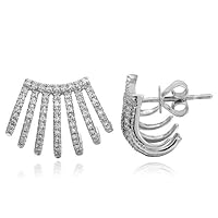Indi Gold & Diamond Jewelry 1.00Ct Round Cut Created White Diamond Seven Wrap Push Back Stud Earring 14k White Gold Finish