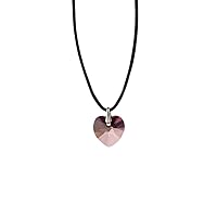Kristallwerk, Women Leather Necklace with 14 mm Swarovski Elements Heart Pendant 'Crystal Antique Pink