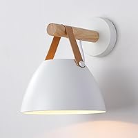 White Wall Sconces Simple Light Fixtures Wall Lamps Sconces with Metal Shade, Modern Beside Sconces Wall Lamp Rustic Wood Sconce Wall Lighting for Bedroom Living Room Hallway