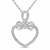 1.50Ct Round Cut Diamond Heart with Infinity Bow Pendant 14K White Gold Plated