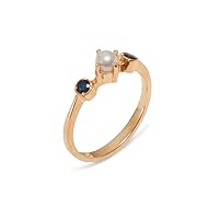 LBG 14k Rose Gold Cultured Pearl Sapphire Womens Trilogy Ring - Sizes 4 to 12 Available