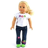 American Fashion World Flower Power Shirt and Jeans for 18-Inch Dolls | Premium Quality & Trendy Design | Dolls Clothes | Outfit Fashions for Dolls for Popular Brands