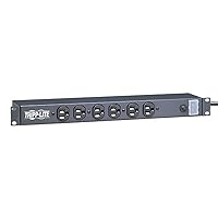 Tripp Lite 6 Outlet Rackmount Network-Grade PDU Power Strip, Front-Facing, 1U, 15A, 15ft Cord with 5-15P Plug (RS-0615-F)