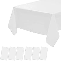 6 Pack Plastic Tablecloths Disposable Plastic Table Covers Table Cloths for BBQ Picnic Birthday Wedding Parties Waterproof TableCloth Oil-proof Table Cloth Light Weight White Table Cover 54 x 108 In