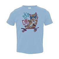 Funny Skate Toddler Shirt, SK8 OR DIE Kitty, Skate or Die, Skateboard, Unisex Toddler Tee, Youth, Short Sleeve T-Shirt
