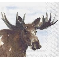 2 Set of 4 Individual Bull Moose Winter Deer Paper Luncheon Napkins, Luncheon Napkins Decoupage, Art and Craft Projects - Eb5