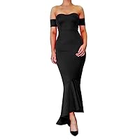 Women's Off Shoulder Long Evening Dress High Low Sweetheart Party Prom Gowns