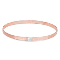 14k Rose Gold Omega Necklace .04ct Diamond Cuff Stackable Bangle Bracelet Jewelry Gifts for Women