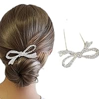 Rhinestone Bow U-shaped Elegant Bowknot Rhinestone Hair Stick Crystal Hair Accessorie For Party Wedding Wear