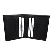 Leatherboss Genuine Leather Slim Minimal Bifold credit card money bills wallet purse for men women, Black