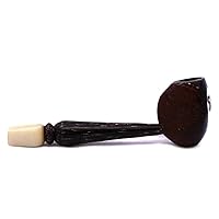 Tagua Nut Tobacco Smoking Pipe - Natural Carved Vegetable Ivory - Handmade Smokers Gifts (Dragonfly)