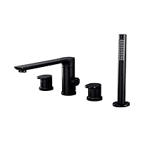 Faucets, Sink Faucet,Chrome Solid Brass Bathroom Bathtub Faucet 2Handle Four Holes Mixer Faucet High Grade Design/Black