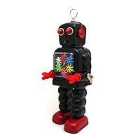 Spring Wind-up Toys Desk Robot Adult Collection Toy, Photography Props Novelty Tinplate Toy Store Decoration Black