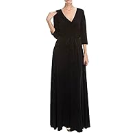 Women’s Long Sleeve Wrap Solid Flowy Maxi Dress