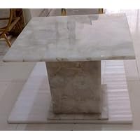 White Quartz Gemstone Table with White Quartz Stand for Home Décor
