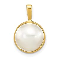 14k Gold 10 11mmwhite Saltwater Mabe Pearl Pendant Necklace Jewelry Gifts for Women