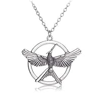 Hunger Games like Necklace, Mockingjay Wings open & flying, Pendant Silver necklace, 1.5''