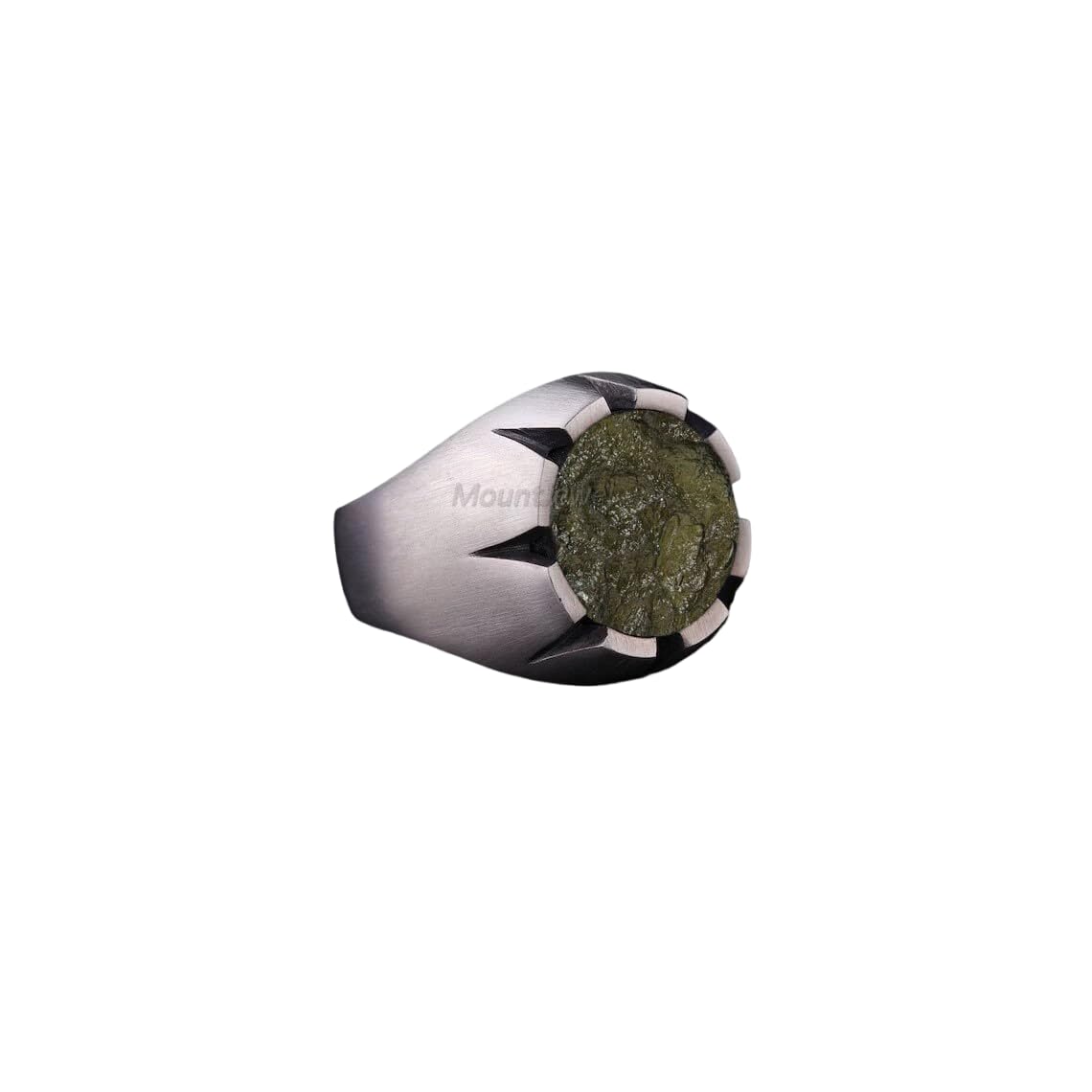 MOUNTJEWELS Natural Moldavite Ring, 925 Sterling Silver, Moldavite Ring For Men, Healing Crystal, Handmade Silver Ring, Gift For Him
