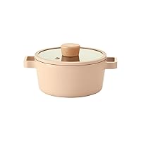 NEOFLAM FIKA 1.3QT Nonstick Mini Stew, Soup Stock Pot with Lid, Peach Color, Full Induction, Made in Korea (6.3