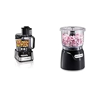 Hamilton Beach Stack & Snap Food Processor and Vegetable Chopper, Black & Electric Vegetable Chopper & Mini Food Processor, 3-Cup, 350 Watts, for Dicing, Mincing, and Puree, Black