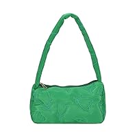 Women Puffer Bag Quilted Down Cotton Padding Shoulder Bag Small Puffy Tote Bag Winter Lightweight Y2K Handbag