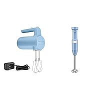KitchenAid Cordless Hand Mixer (KHMB732) and Variable Speed Corded Hand Blender (KHBV53) Bundle, Blue Velvet