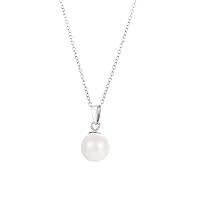 AAA+ Quality Freshwater Pearl Pendant Necklace for Women - Round White Pearl Bead on 925 Sterling Silver Chain/Golden Chain - 18-19 inch length