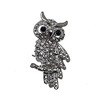 AJ Fashion Jewellery TAWNY Silver plated Crystal Owl Brooch