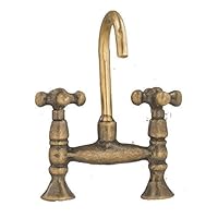 Melody Dollhouse Antique Brass Mixer Tap Faucet Old Fashioned 1:12 Kitchen Accessory