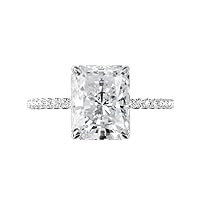 2 Carat Radiant Colorless Moissanite Engagement Ring, Wedding/Bridal Ring Set, Solitaire Halo Style, Solid Gold Silver Vintage Antique Anniversary Promise Ring Gift for Her