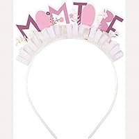Delightful Mom to Be Headband - 1 Pc. - Pink & White Premium Plastic & Soft Tissue Paper Design, Perfect for Baby Showers & Expecting Moms