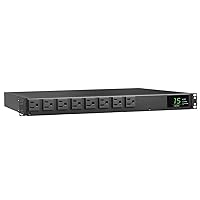 Tripp Lite Metered PDU, Auto-Transfer Switch (ATS), 15A, 120V, 1.44kW, Single-Phase - 8 Outlets (5-15R), Dual 12ft 5-15P Input Cords - 1U Rackmount, TAA Compliant, 2 Year Warranty (PDUMH15ATS)