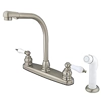 Kingston Brass KB718 Victorian High Arch Kitchen Faucet with Sprayer, Brushed Nickel