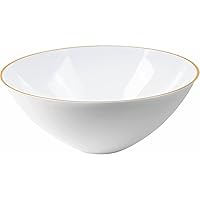 White Plastic Organic Salad Bowl (Pack of 1) - 58 Oz.- Sleek Gold Rim Design, Perfect for Meal Prep, Family Gatherings, BBQs, Parties, Holiday Entertaining, Everyday Use, & More