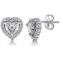 1.10 Ct Heart Shape D/VVS1 Diamond Engagement Lovely Stud Earrings In 925 Sterling Silver For Women's Girls