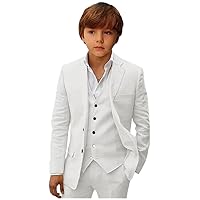 Summer Beach Linen Formal Boys Suits Kids Tuxedo Wedding Dinner Party Performance