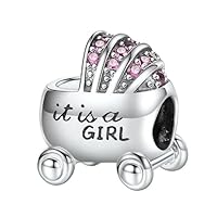 Baby Girl and Baby Boy Gift Charm, Baby Stroller Charm, Gift Stroller for new born Sterling Silver Charm, Fit To Pandora