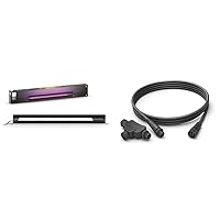 Philips Hue Amarant Outdoor Smart Light Bar, Black - 20W & Outdoor 8-Foot Cable and T Connector - Connect Your Hue Outdoor Low Voltage Lights - 1 Pack - Requires Hue Bridge