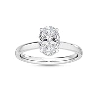 1-5 Carat (ctw) Platinum Oval Cut LAB GROWN Diamond Engagement Ring [ Color H-I, Clarity VS1-VS2 ]