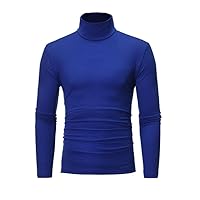 Men's Turtleneck Top Slim Fit Solid Base Thin Sweater Casual Long Sleeve Underwear Tops Male Cozy Blouse T-Shirt